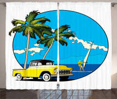 Nostalgic Chevy Car Curtain