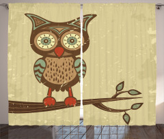 Owl Sitting on Branch Curtain