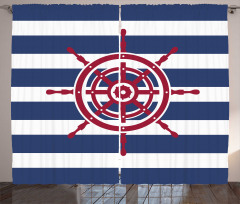 Red Ship Wheel Curtain