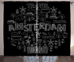 Avrupa Perde Amsterdam Simgeleri Modern ve Grafik Çizim