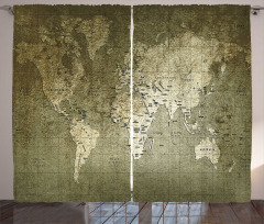 Nostalgic World Map Curtain