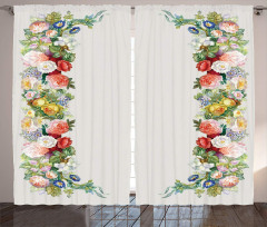 Rose Garland Pastel Curtain