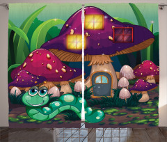 Worm Mushroom House Curtain