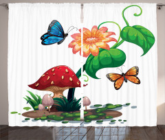 Flowering Plant Butterfly Curtain