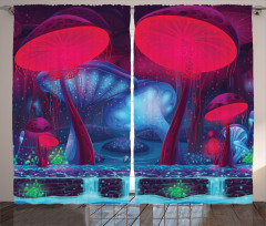 Mushrooms Vibrant Colors Curtain