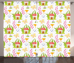 Spring Forest Toadstool Curtain