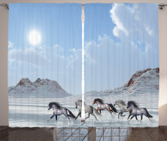 Snowy Day Wild Horse Curtain