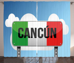 Cancun Perde Gün Esnasında Tabela Bulutlar Grafik Tasarım