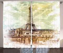Eiffel Tower Skyline Curtain