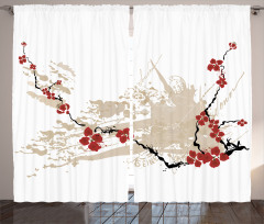 Japan Sakura Flowers Curtain