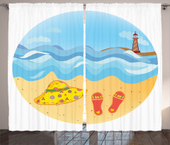 Minimal Doodle Ocean Curtain