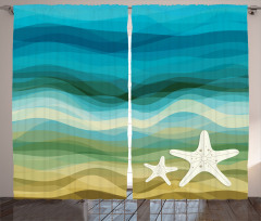 Modern Waves Starfish Curtain