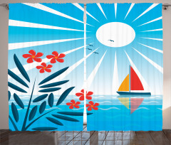 Oleanders and Sailboat Curtain