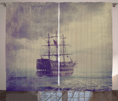 Old Pirate Ship in Sea Curtain