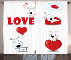 Funny Dog with Hearts Curtain