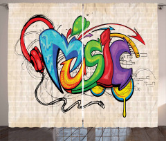 Music Graffiti Hip Hop Curtain