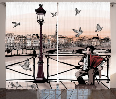 Music Accordionist Paris Curtain