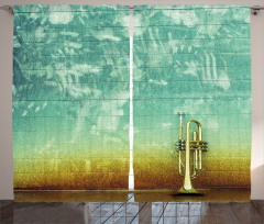 Old Worn Trumpet Grungy Curtain