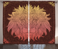 Lion Floral Ornate Art Curtain