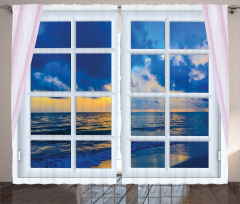 Sunset Sea Scenery Curtain