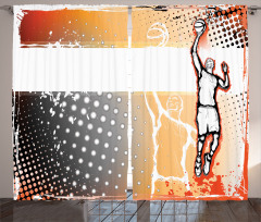 Basketball Doodle Art Curtain
