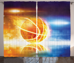Burning Basketball Art Curtain