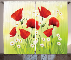 Floral Chamomile Poppy Curtain