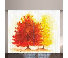 Fall Snowy Winter Pine Curtain