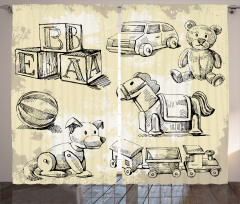 Hand Drawn Teddy Bear Curtain