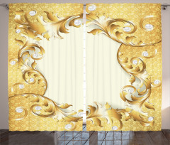 Golden Floral Ornament Curtain
