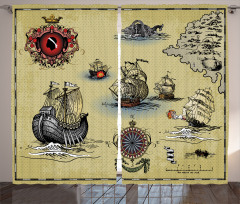 Antique Map Pirate Curtain