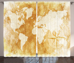 Old Fashioned World Map Curtain