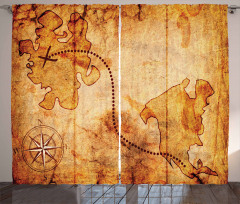 Treasure Map Compass Curtain