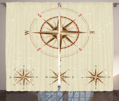 Compass Nautical Retro Curtain