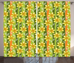 Narcissus Flower Ornate Curtain