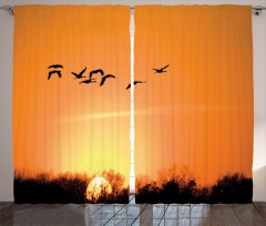 Migration Sunset Orange Curtain