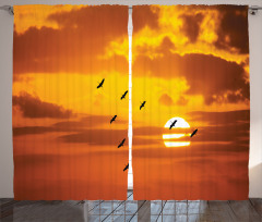 Birds Flying at Sunset Curtain