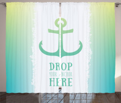 Words Green Ombre Anchor Curtain