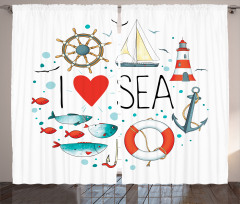 I Love Sea Words Curtain