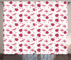 Dragonfly Ladybugs Hearts Curtain