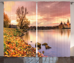 Prague Riverside Autumn Curtain