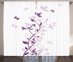 Violet Tree Blossoms Curtain