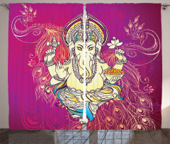 Folkloric Elephant Boho Curtain