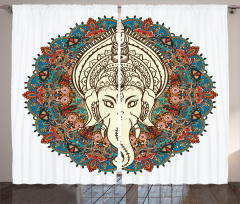 Mandala Floral Elephant Curtain