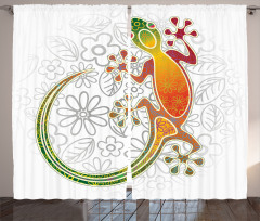 Art Frog Flowers Curtain