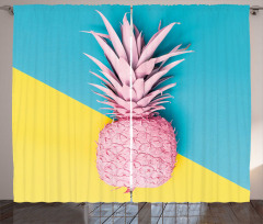 Ananas Perde Modern Pastel Renk Sanatsal 1 Meyve Silüeti