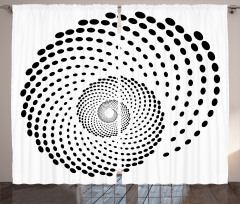 Spiral Monochrome Black Curtain