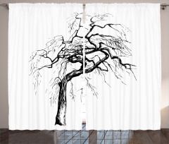 Autumn Tree Dry Branches Curtain
