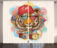 Hipster Tiger Sunglasses Curtain