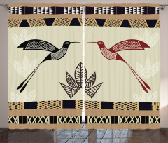 Bamboo Leaf Birds Art Curtain